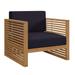 Carlsbad Teak Wood Outdoor Patio Armchair in Natural/Navy