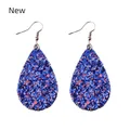 Boucles d'oreilles en cuir goutte d'eau pour femmes goutte d'eau bleue goutte d'eau scintillante