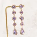 Boucles d'oreilles longues goutte d'eau rondes violettes pour femmes breloque de luxe biscuits