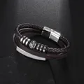 Bracelet en cuir multicouche noir classique pour homme bracelet rond avec fermoir magnétique en