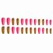 24Pcs Glossy Pink False Nails Leopard Printed Long Fake Nails for Women Girls
