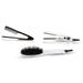 The Neo Choice 3 pcs Complete Styling Set - Ionic Heated Brush Straightener Ceramic Flat Iron and Easy Hair Comb Full Set (White Pearl)