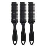 3pcs Hair Cutter Comb Double Side Haircut Scissors Metal Razor Plastic Hair Comb Cutter Trimmer with Stainless Steel Hair Shaper
