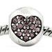 Heart Carved On Charm With Rhinestones Bead Spacer For Snake Chain Bracelet (Mauve)