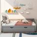 Twin to King Solid Wood Extendable Daybed with Twin Size Trundle Bed and Casters, 78.1"L x 41.8"W x 23.2"H