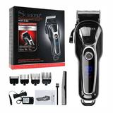 SURKER LCD Display Hair Clipper Professional Hairdressing Rechargeable Hair Trimmer with Trimmer Guides EU Plug