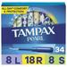 Tampax Pearl Tampons Trio Multipack with LeakGuard Braid Light/Regular/Super Absorbency 34 Ct