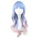 Unique Bargains Wigs for Women 22 Blue Gradient Pink Curly Wig with Wig Cap