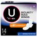 U by Kotex Security Maxi Pad with Wings Overnight Unscented 14 Count
