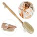 Back Scrubber Body Brush with Natural Boar Bristles and Long Wooden Handle for Dry Wet Skin Brushing Detachable Back Exfoliating Scratcher Brush Bath Shower Cellulite and Detox Brush