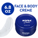 NIVEA Creme Body Face and Hand Moisturizing Cream 6.8 Oz Jar