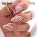 Fofosbeauty 24 pcs Almond Fake Nails Tips Medium Press on French Nails Stylish Matte Pop Art