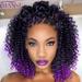 Kinky Curly Synthetic 3/4th Wig - Purple Curly Perruque Short Bob For Women and Girls Heat Resistant