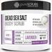 pureSCRUBS Premium Organic Body Scrub Set - Large 16oz LAVENDER BODY SCRUB - Pure Dead Sea Salt Infused Organic Essential Oils & Nutrients + FREE Wooden Spoon Loofah & Mini Exfoliating Bar Soap