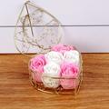 1PCS Petals Gold-Plated Iron Heart Shape Basket With 6 Soap Flower Roses Scented Flower Soap Best Gifts Ideas For Women