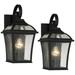 John Timberland Vintage Wall Light Sconces Set of 2 Textured Black Hardwired 7 1/2 Fixture Clear Seeded Glass for Bedroom Vanity