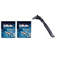 Compatible Razor Handle + Gillette Sensor Excel Refill Razor Blade Cartridges 10 Ct (Pack of 2) + Schick Slim Twin ST for Dry Skin