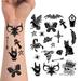 WIRESTER Temporary Tattoos for Women Girls Boys Kids Waterproof Fake Tattoos on Face Hand Neck Wrist Arm Shoulder Chest Back Legs - Set Gothic Line Designs (Scorpion Skulls Cross Cat Bat)