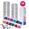 FITDON 3d Nail Art Rose Flower & Crystals AB Nail Rhinestones & Clear Nail Gems Stones & Nail Pearl