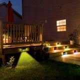 Solar Deck Lights Solar Fence Lights Unique Pattern Waterproof Automatic Outside Deck Patio Stairs Yard Steps Path & Driveway (RGB & Black 6-Pack)