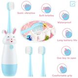 SHELLTON Kids Sonic Electric Toothbrush Battery Powered Cartoon Soft Toothbrush with 3 Replaceable Brush Head for Children Toddlers for Boys&Girls Age 3-12-Deep Clean for Kids