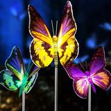 3 Pack Solar Butterfly Decorative Lights IP67 Waterproof Color Changing Solar Lights for Garden Patio Lawn Pathway