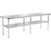 96 W x 30 D 18 Gauge 430 Stainless Steel Workbench with Galvanized Legs & Undershelf