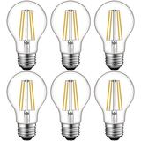 Luxrite Vintage A19 LED Light Bulbs 60W Equivalent Dimmable 800 Lumens LED Edison Bulb 8W E26 Base (6 Pack) 3000K (Soft White)
