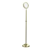 Allied Brass DMF-2/2X-SBR Adjustable Height Floor Standing Make-Up Mirror 8 Inch Diameter with 2X Magnification Satin Brass