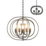 Gymax 16 5-Light Metal Pendant Chandelier w/ Iron Chain Pivoting Interlocking Rings