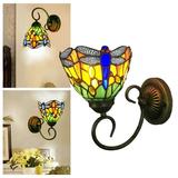 Fichiouy Classic Stained Glass Wall Light Vintage Tiffany Wall Mount Lamp Bedroom Sconces