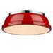 Duncan 14 Flush Mount in Chrome with a Red Shade