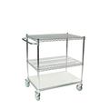 24 Deep x 36 Wide x 39 High 3 Tier Stainless Steel Shelf Cart with 2 Wire Shelf & 1 Solid Shelf