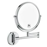 Clearance! 8 Inch LED Wall Mount Two-Sided Magnifying Makeup Vanity Mirror 12 Inch Extension Chrome Finish 1X/3X Magnification Plug 360 Degree Rotation Waterproof Button Shaving Mirror