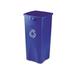 Recycled Untouchable Square Recycling Container Plastic 23 gal Blue