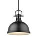 Duncan 1 Light Pendant with Rod in Black with a Matte Black Shade