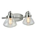 Aspen Creative 62061-2 Two-Light Metal Bathroom Vanity Wall Light Fixture 17 1/2 Wide Transitional Design in Satin Nickel with Clear Seedy Glass Shade