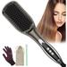 YJ.GWL Hair Straightener Comb Hot Air Brushes 2 in 1 Anion Straightening Comb 20s Heating 5 files Temperature Adjustable Anti-Scald LCD Display Auto-off ï¼ŒDark Gold