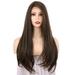 OneDor 24 Inch Kanekalon Fiber Straight Lace Front Wig - Glueless Side Part Dark Root Wigs for Women (Medium Brown Evenly Blended with Warm Medium Brown-RL6/8)