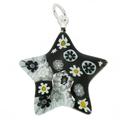 GlassOfVenice Murano Glass Millefiori Star Pendant - Black and White