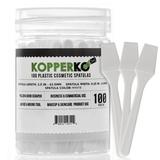 Kopperko 100 Pack 2.5 inch Small Plastic Cosmetic Makeup Spatulas - White