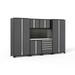 NewAge Products Pro Series Gray 7 Piece Cabinet Set Heavy Duty 18-Gauge Steel Garage Storage System Slatwall / LED Lights Included