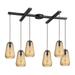 Orbital 6-Light H-Bar Pendant Fixture in Oil Rubbed Bronze with Light Amber Glass