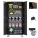 Aobabo Metal Storage Cabinet with Lock Garage Storage Cabinet with Wheels 72In Steel Storage Cabinet for Garage Home Storage Black Required-Assembly