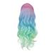 HSMQHJWE Vicbovo Womens Pink Green Gradient Multicolor Micro Curl Long Wig Party Women High Temperature Synthetic Hair Wigs