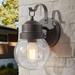 LNC 1-Light Farmhouse Matte Black And Seeded Glass Globe Shape Outdoor Wall Light