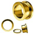 24k Gold Plated Screw-on Plugs/Gauges/Tunnels 2 Pieces (1 Pair) (A/3/3/23) (14g (1.6mm))