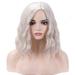 BERON Silver White Short Wigs Women Girls Curly Wavy Hair Wig 14 Synthetic Bob Wigs