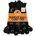 Xpose Safety Bungee Ball Cords â€“ 6â€� 25 Pack â€“ Heavy Duty Black Stretch Rope with Ball Ties for Canopies Tarps Walls Cable Organization