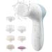 Facial Cleansing Brush 7 in 1 Portable Electric Facial Massager with 7 Spin Brush Heads for Blackheads Dead Skin and All Skin Care-Blue
